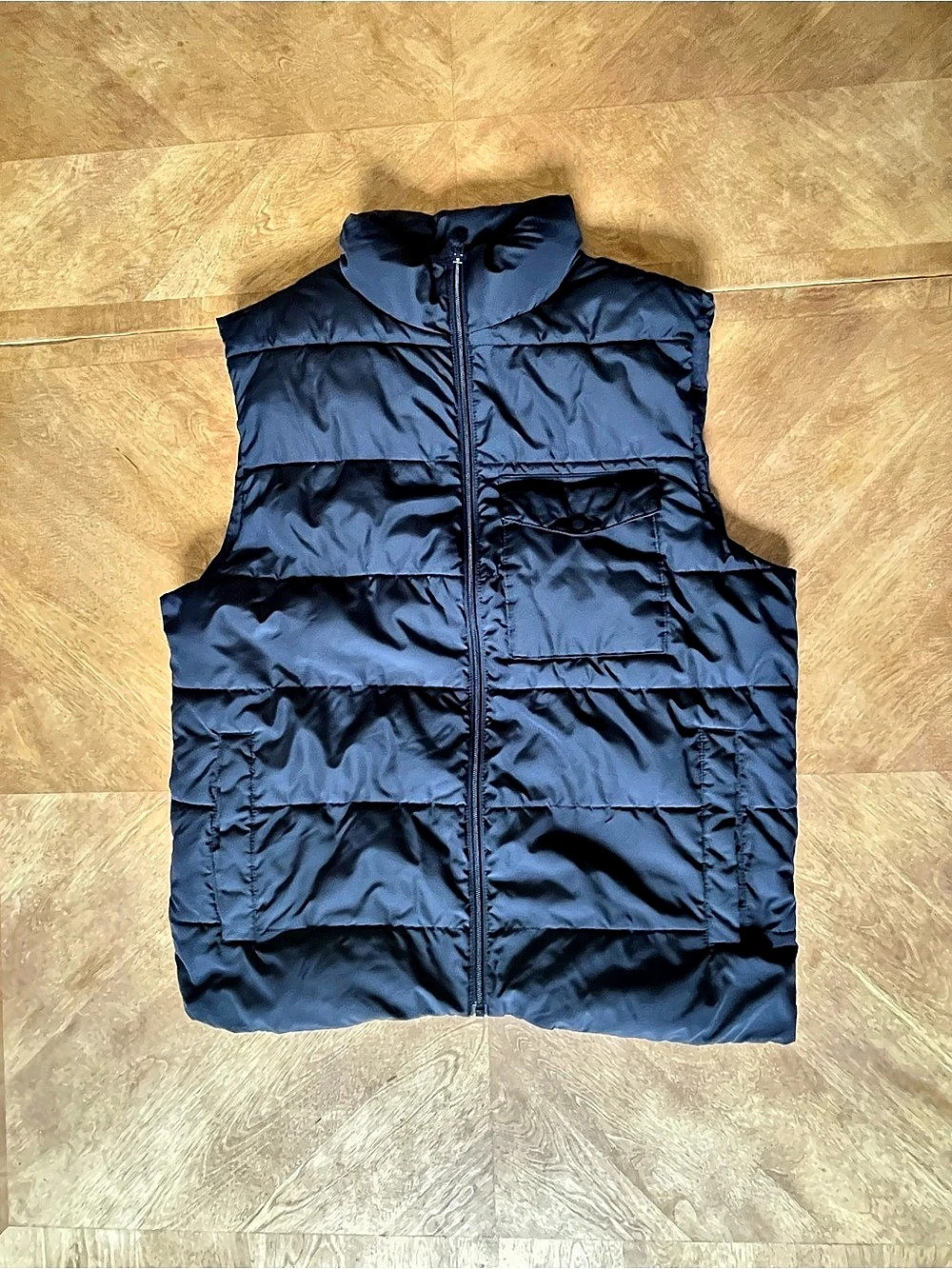 🧥 Old Navy Men's M Navy Quilted Puffer Vest | Zip-Up Snap Pockets Layering